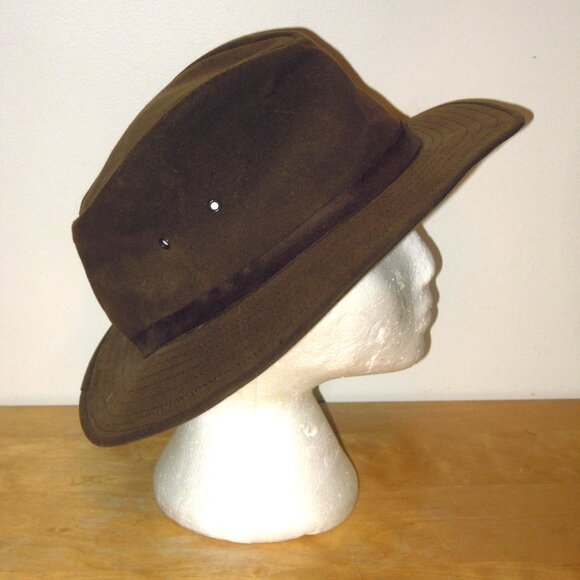 The Australian Outback Collection Rancher Oil Skin Leather Canvas Hat Size Large - Picture 4 of 7